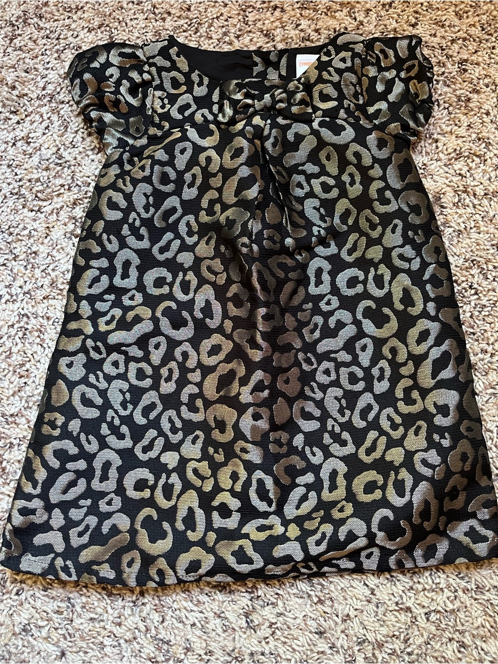 Gymboree Metallic Leopard Print Dress, Gold Brocade Holiday, Size 2T